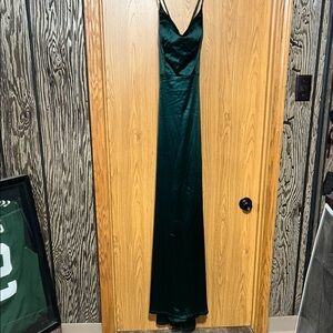 Emerald Satin Maxi Dress